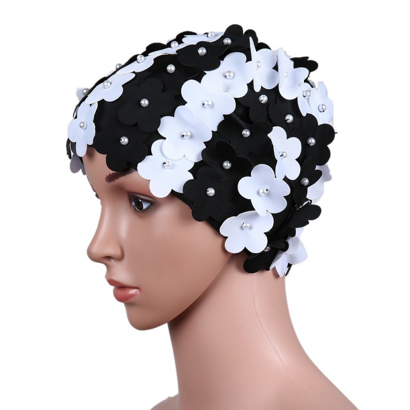 3D Women Lady Floral Petal Retro Swimming Hat Flower Bathing Cap Swim